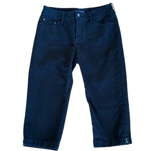 NYDJ Black Capri Denim Jeans Rhinestone Accents Size 6P